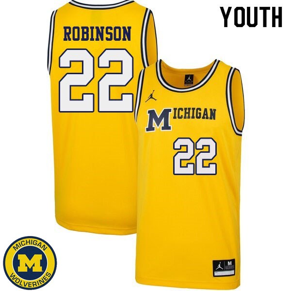 Youth Michigan Wolverines #22 Duncan Robinson Yellow 1989 Retro College Basketball Jersey